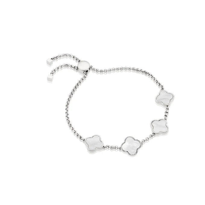 Clover Custom Name Bracelet (Silver)