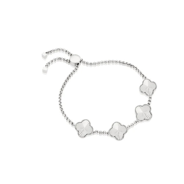 Clover Custom Name Bracelet (Silver)