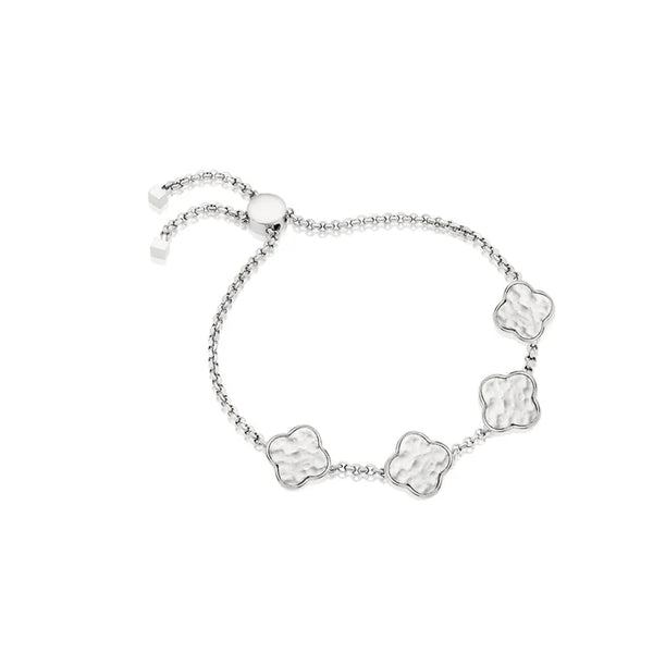 Clover Custom Name Bracelet (Silver)