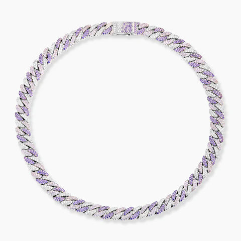 Purple Iced Out Cuban Link Chain 10mm