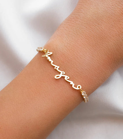 Signature Name Tennis Bracelet (Gold)