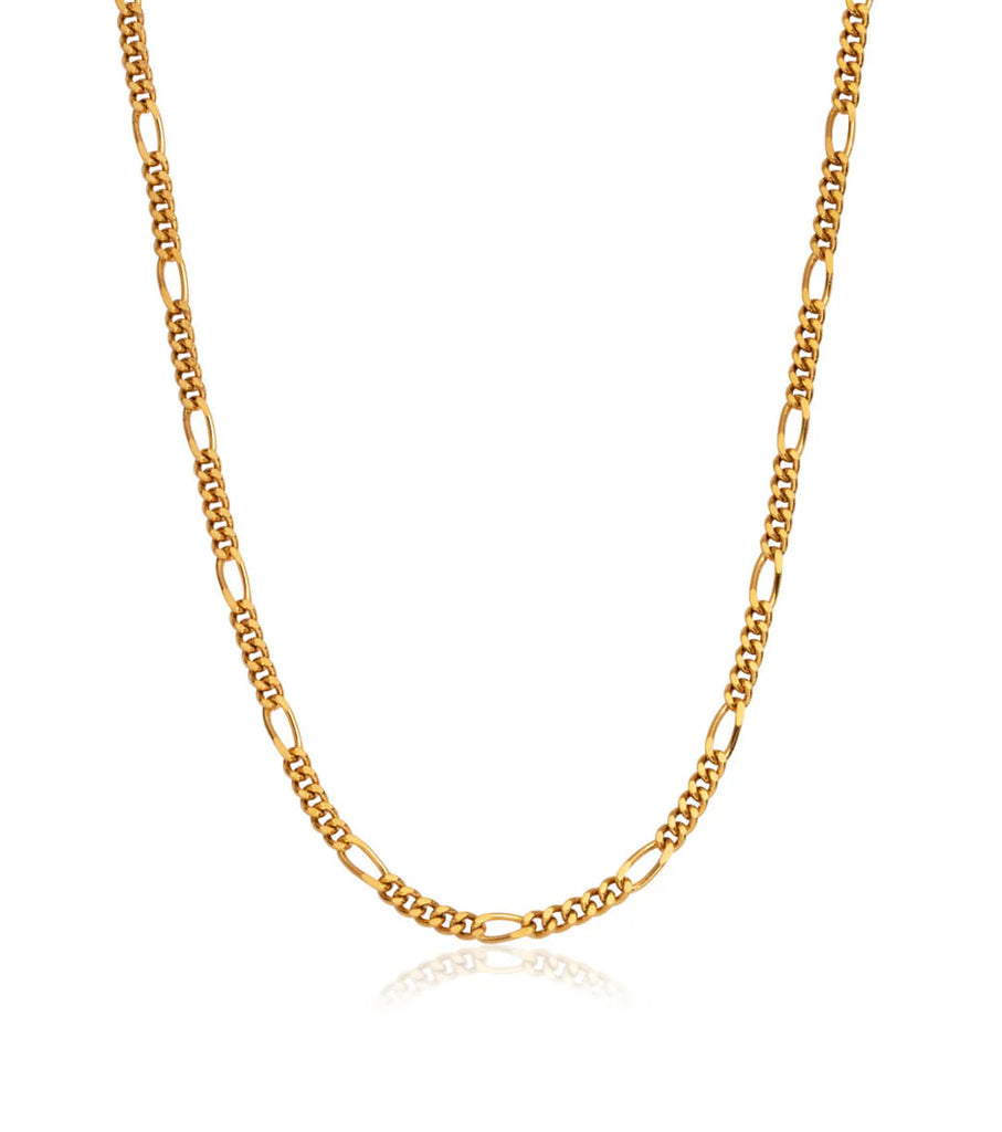 Small Figaro Chain Necklace (Gold)