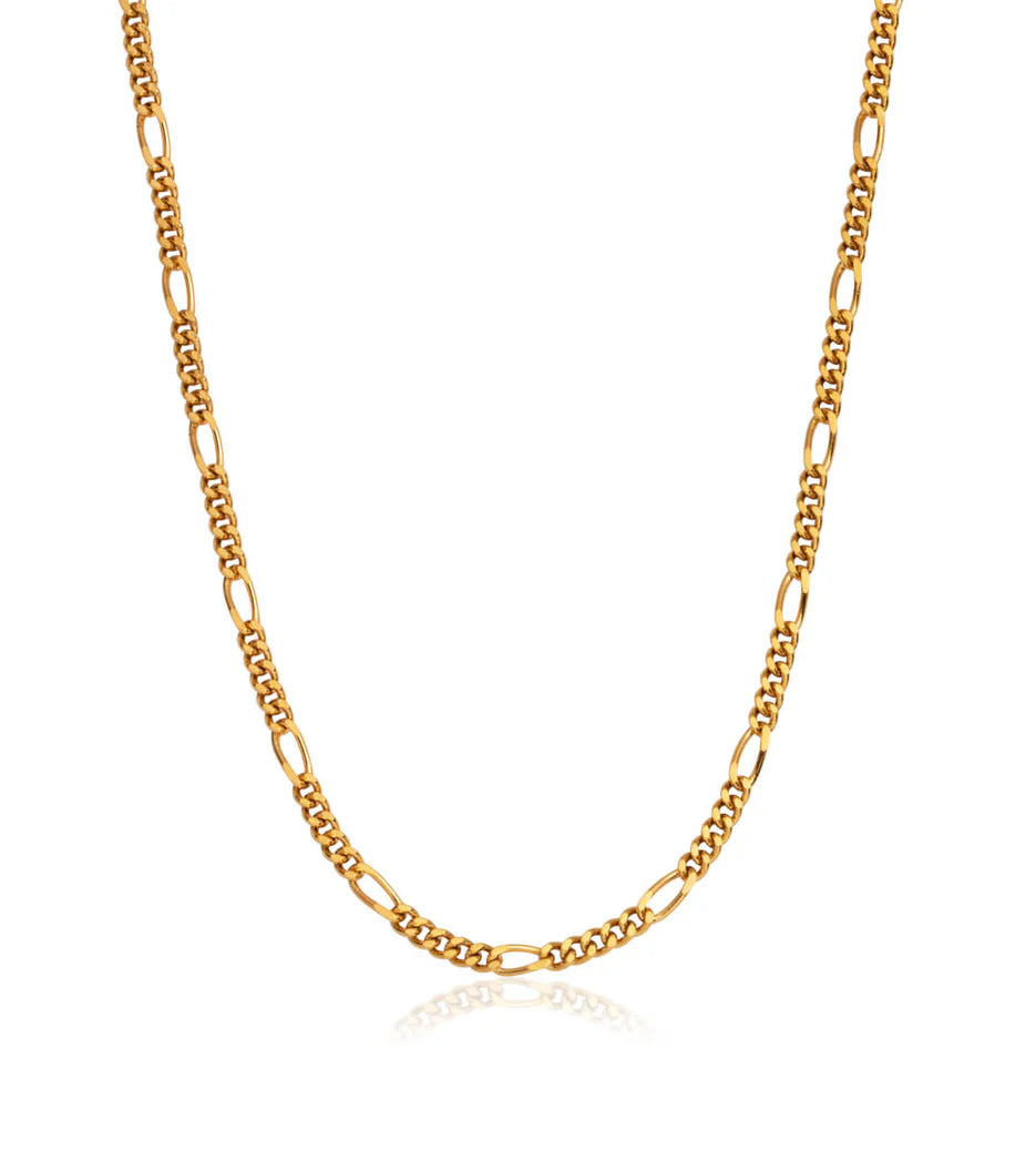 Small Figaro Chain Necklace (Gold)