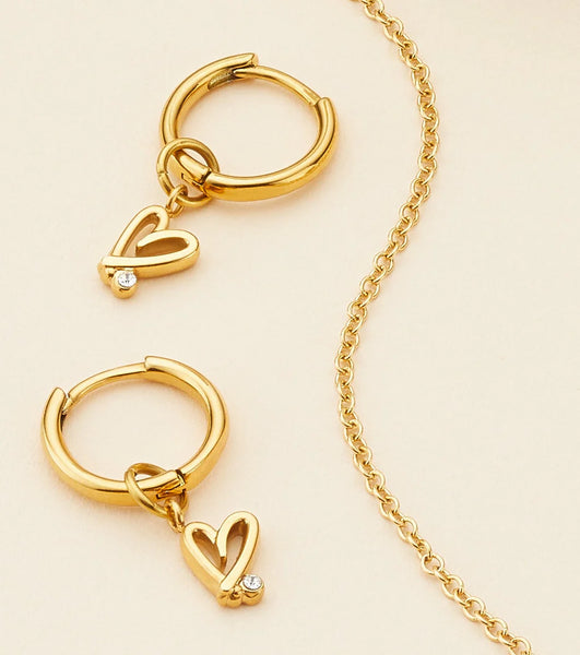 Stories Doodle Heart Huggie Hoops (Gold)