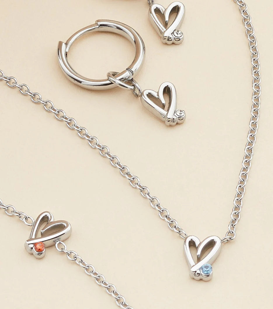 Stories Doodle Heart Huggie Hoops (Silver)