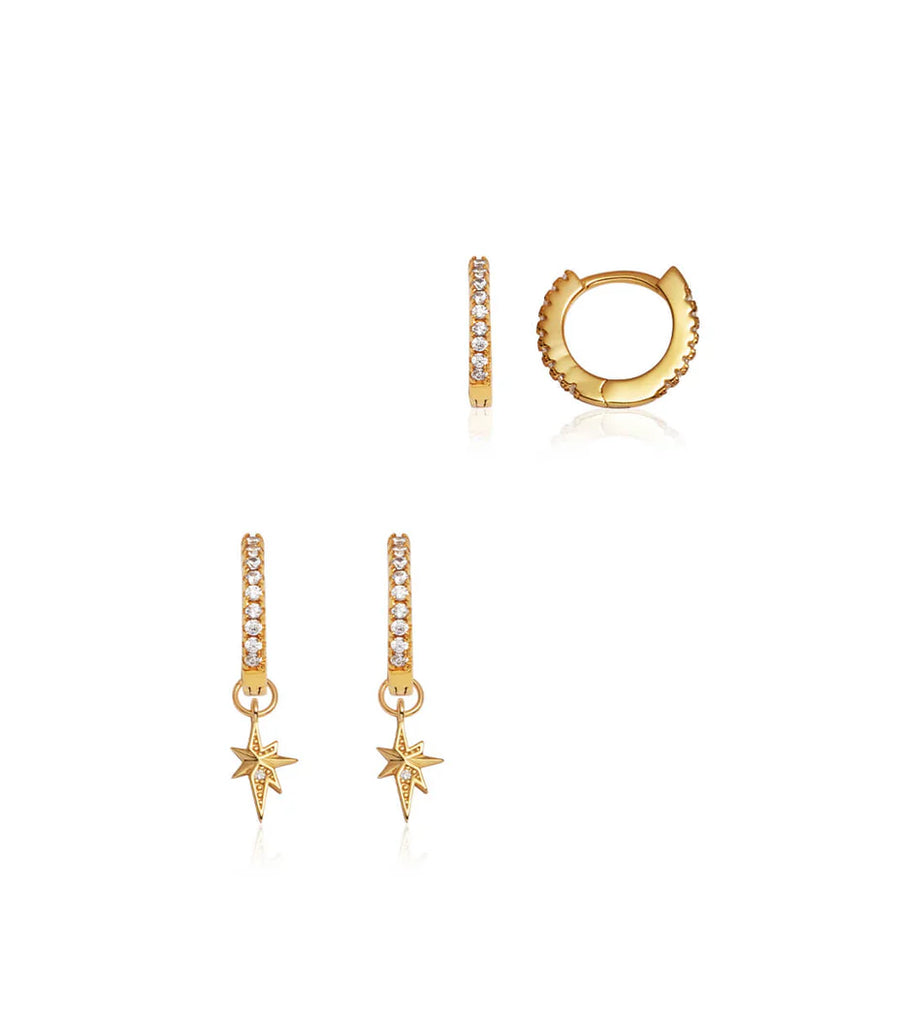 Sterling Silver Starburst Ear Bundle (Gold)