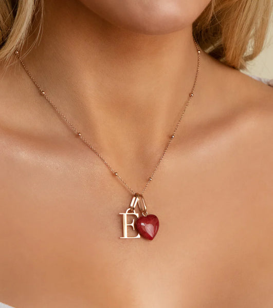 Personalised Initial & Birthstone Necklace (Rose Gold)