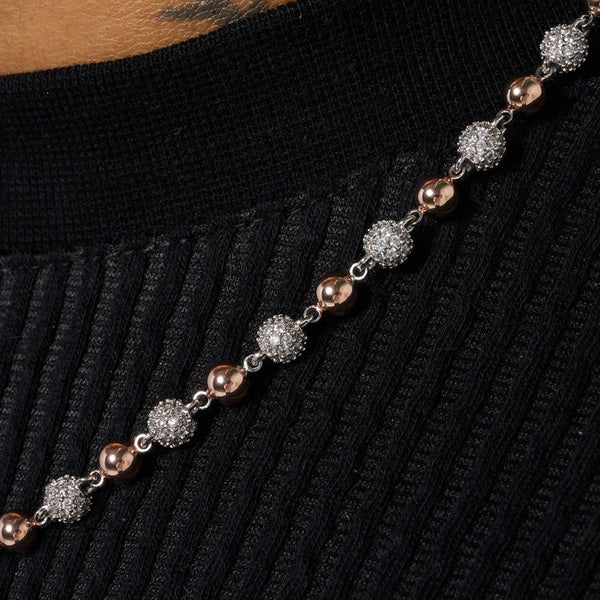 5MM ICED BALL CHAIN - TWO TONE