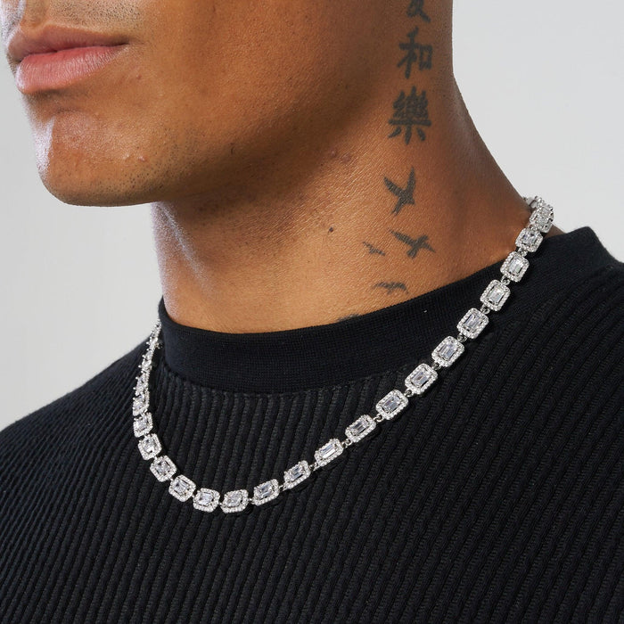 8MM CENTRE BAGUETTE CHAIN - WHITE GOLD