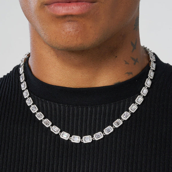 8MM CENTRE BAGUETTE CHAIN - WHITE GOLD