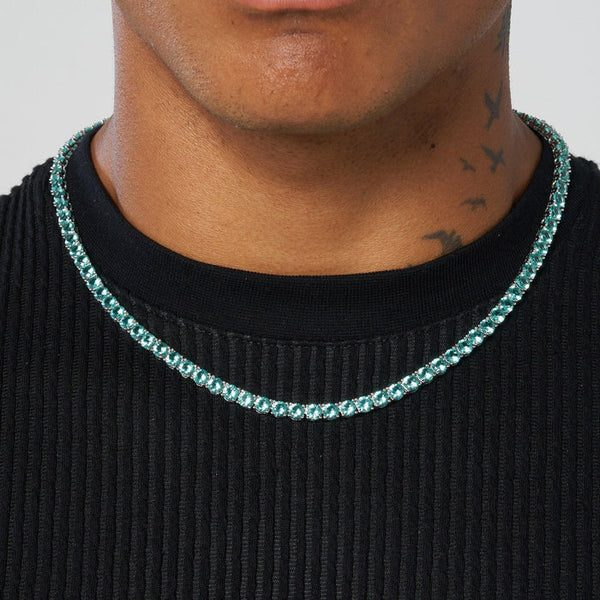 5MM GREEN DIAMOND TENNIS CHAIN - WHITE GOLD