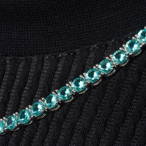 5MM GREEN DIAMOND TENNIS CHAIN - WHITE GOLD