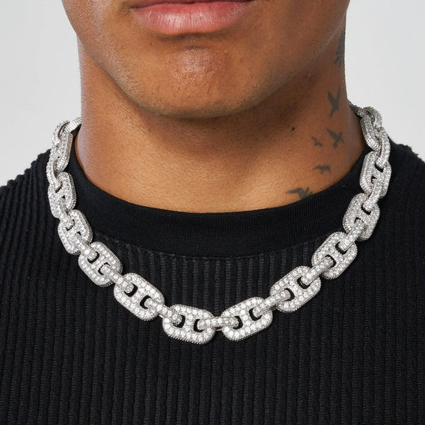 17MM G-LINK DIAMOND CHAIN - WHITE GOLD