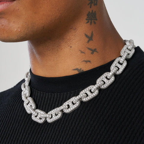 17MM G-LINK DIAMOND CHAIN - WHITE GOLD