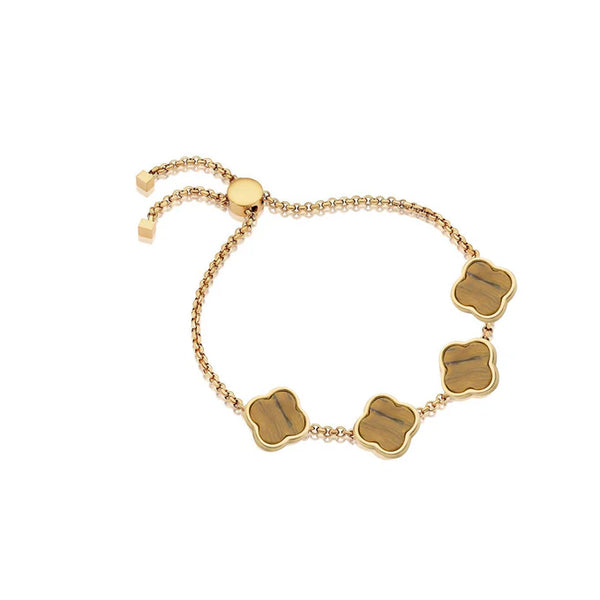 Clover Custom Name Bracelet (Gold)