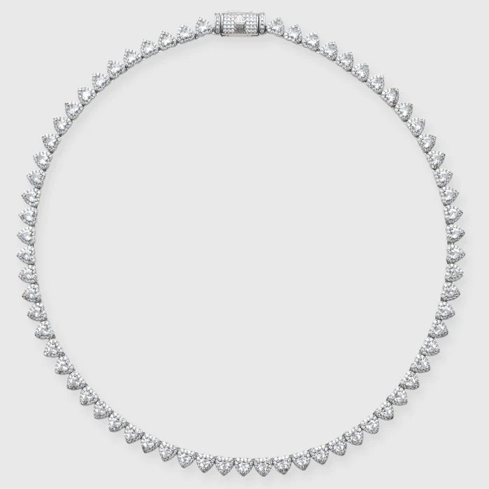 7MM HEART CUT CLUSTER TENNIS CHAIN - WHITE GOLD