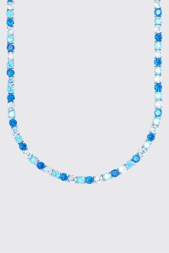 5MM TRI-BLUE DIAMOND TENNIS CHAIN - WHITE GOLD