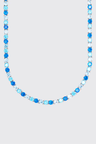 5MM TRI-BLUE DIAMOND TENNIS CHAIN - WHITE GOLD