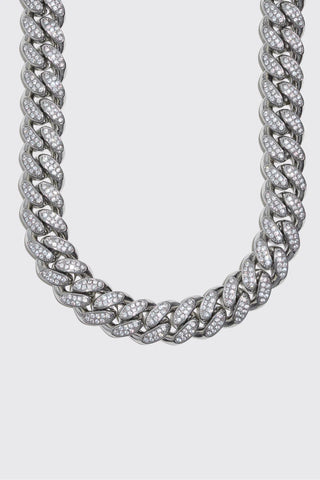 19MM ICED CUBAN CHAIN - WHITE GOLD