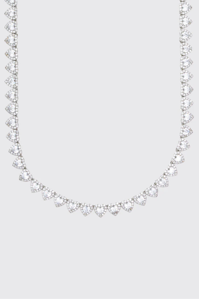 7MM HEART CUT CLUSTER TENNIS CHAIN - WHITE GOLD