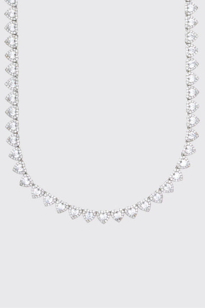 7MM HEART CUT CLUSTER TENNIS CHAIN - WHITE GOLD