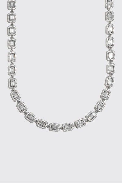 8MM CENTRE BAGUETTE CHAIN - WHITE GOLD