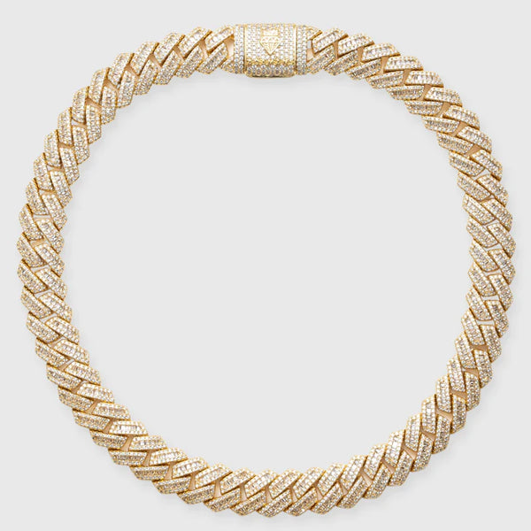 14MM BAGUETTE PRONG LINK CHAIN - GOLD