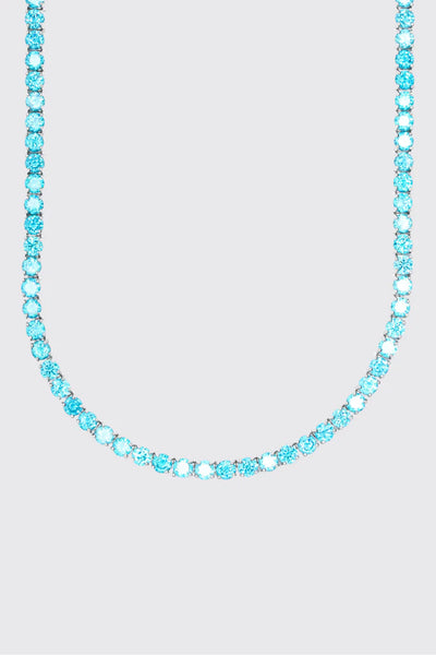 5MM BLUE DIAMOND TENNIS CHAIN - WHITE GOLD