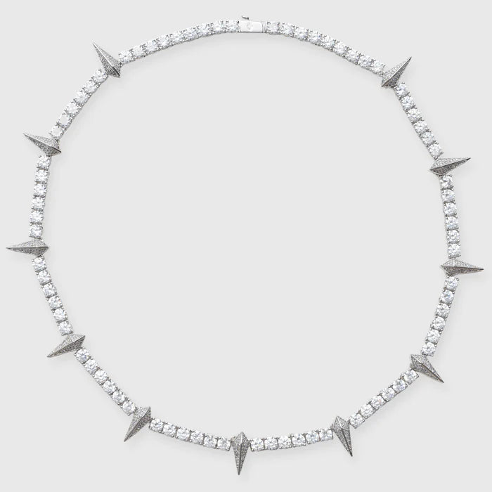 5MM PAVE SPIKE TENNIS CHAIN - WHITE GOLD