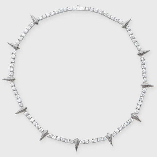 5MM PAVE SPIKE TENNIS CHAIN - WHITE GOLD