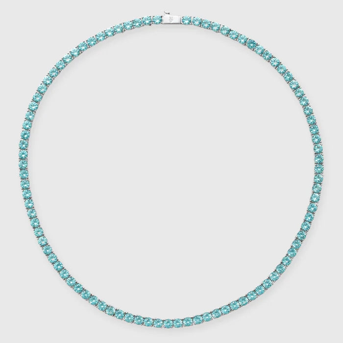 5MM GREEN DIAMOND TENNIS CHAIN - WHITE GOLD