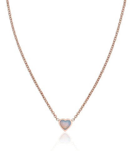 Mini Heart Birthstone Necklace (Rose Gold)