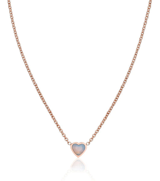 Mini Heart Birthstone Necklace (Rose Gold)