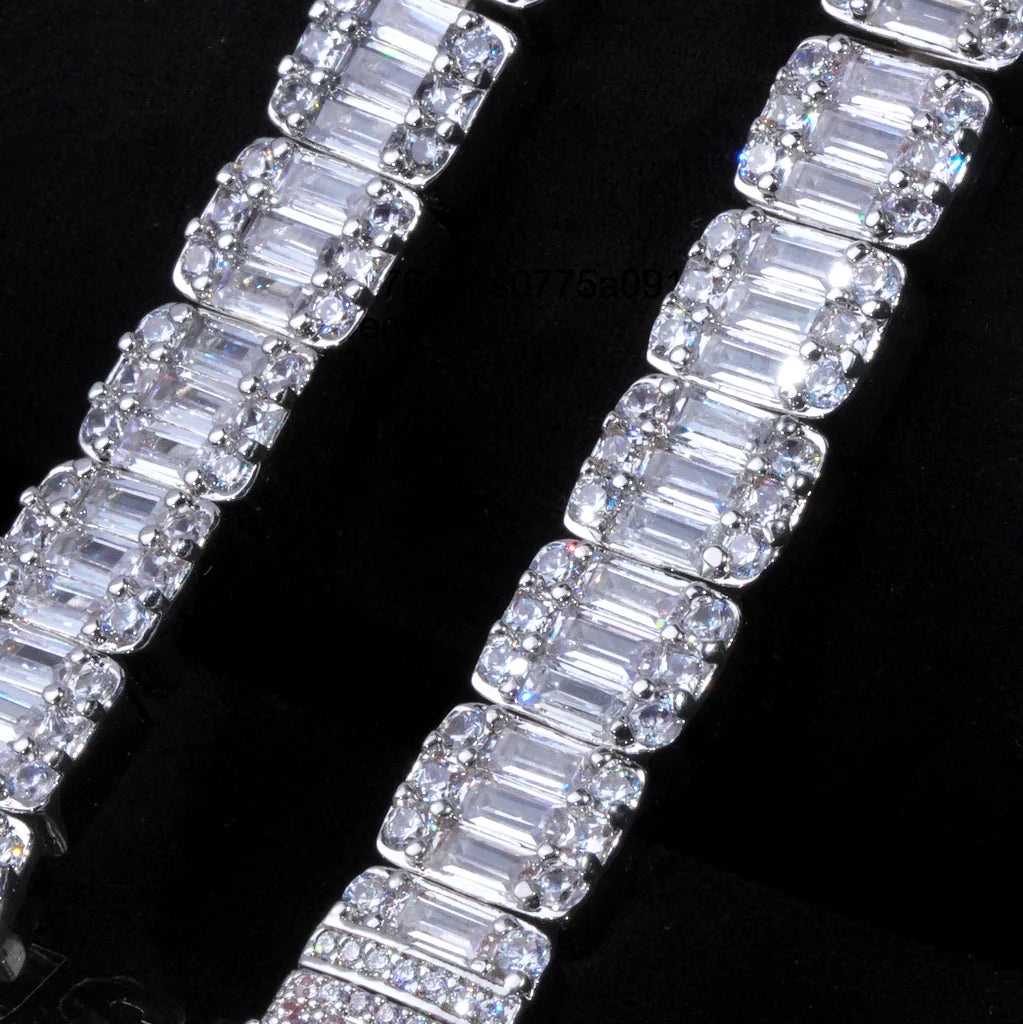 8MM ICED SQUARE BAGUETTE TENNIS BRACELET