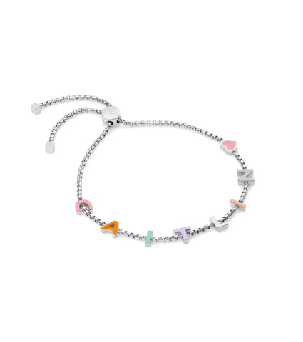 Custom Enamel Name Bracelet (Silver)