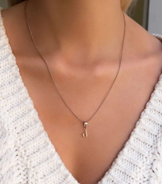 Lowercase Initial Fine Chain Necklace (Rose Gold)