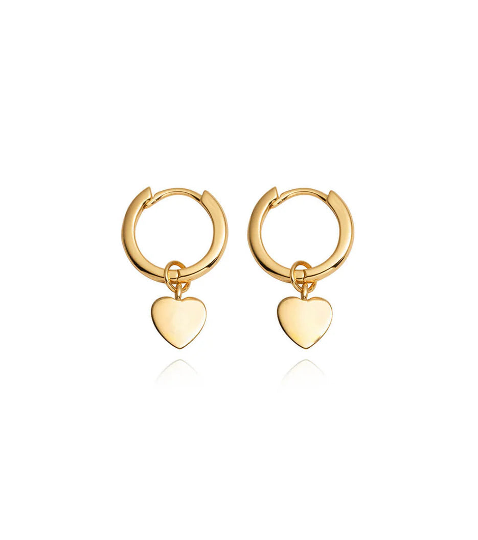 Sterling Silver Heart Pendant Earrings (Gold)