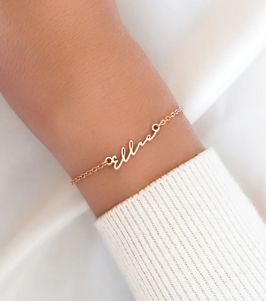 Mini Signature Name Bracelet (Rose Gold)