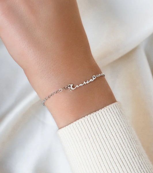 Mini Signature Name Bracelet (Silver)