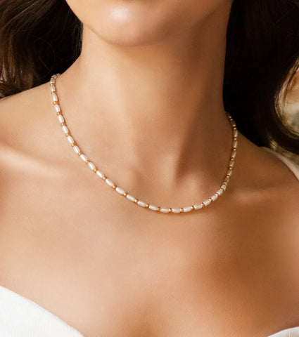 Pearl Chain Necklace (Gold)