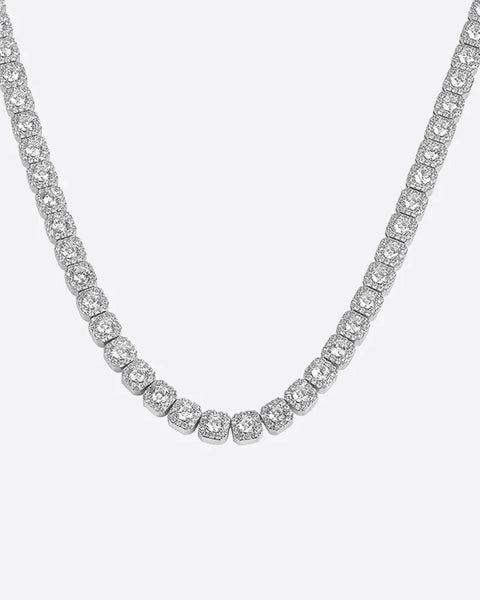 ICED CLUSTERED CHAIN. - WHITE GOLD