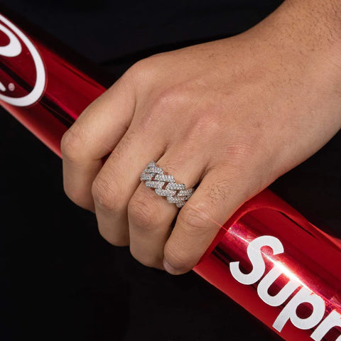 CUBAN DIAMOND RING - WHITE GOLD