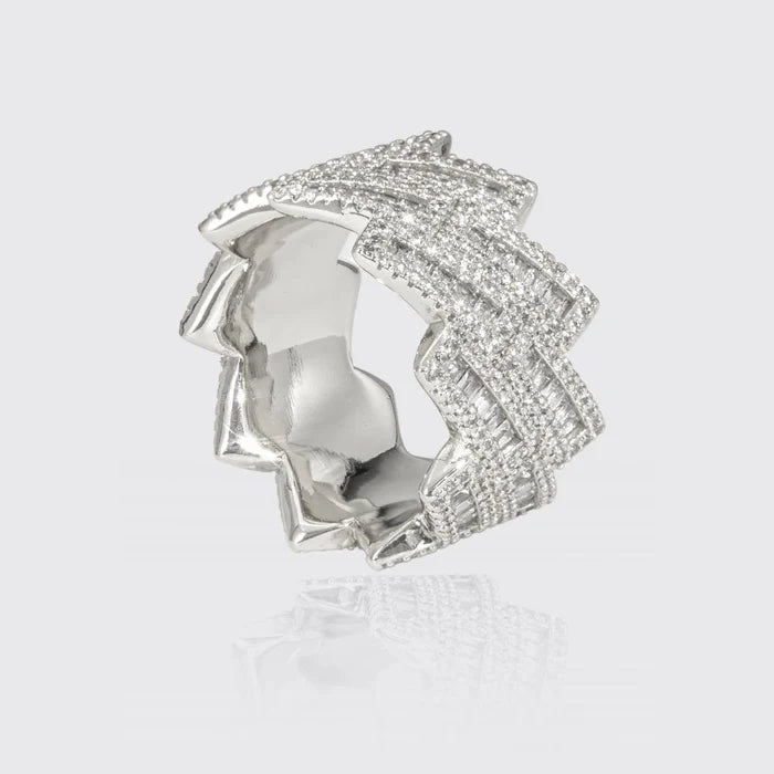 CUBAN PRONG BAGUETTE RING - WHITE GOLD