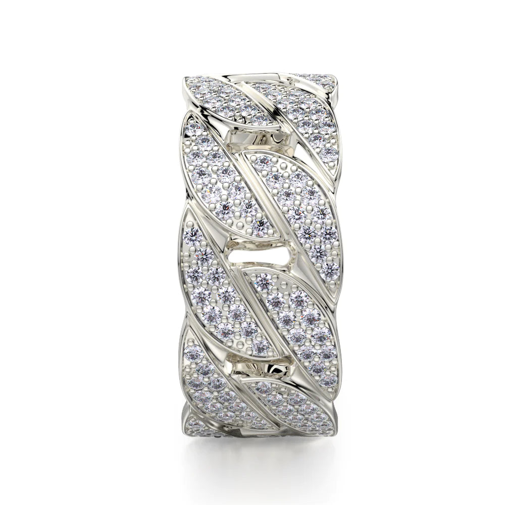 DIAMOND CUBAN RING IN WHITE GOLD