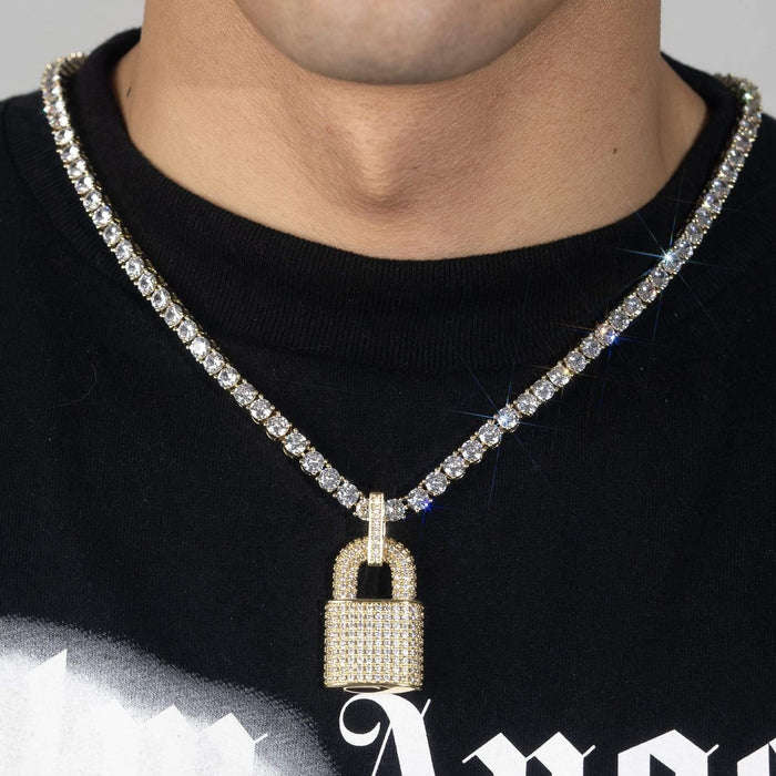 DIAMOND LOCK PENDANT - GOLD