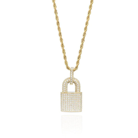 DIAMOND LOCK PENDANT - GOLD