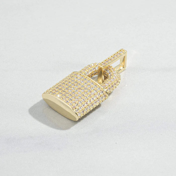 DIAMOND LOCK PENDANT - GOLD