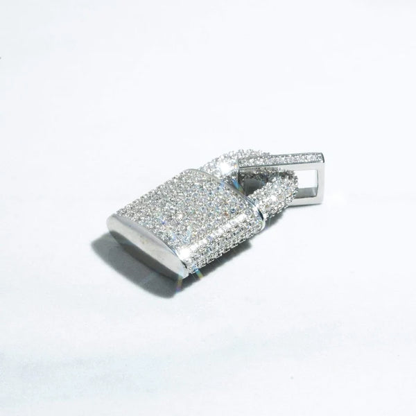 DIAMOND LOCK PENDANT - WHITE GOLD