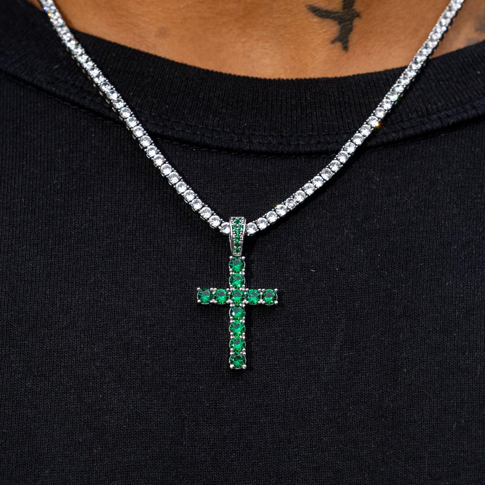 EMERALD CROSS PENDANT - GREEN