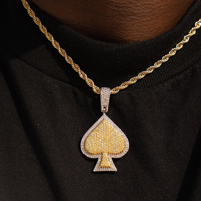 ICED ACE PENDANT - GOLD